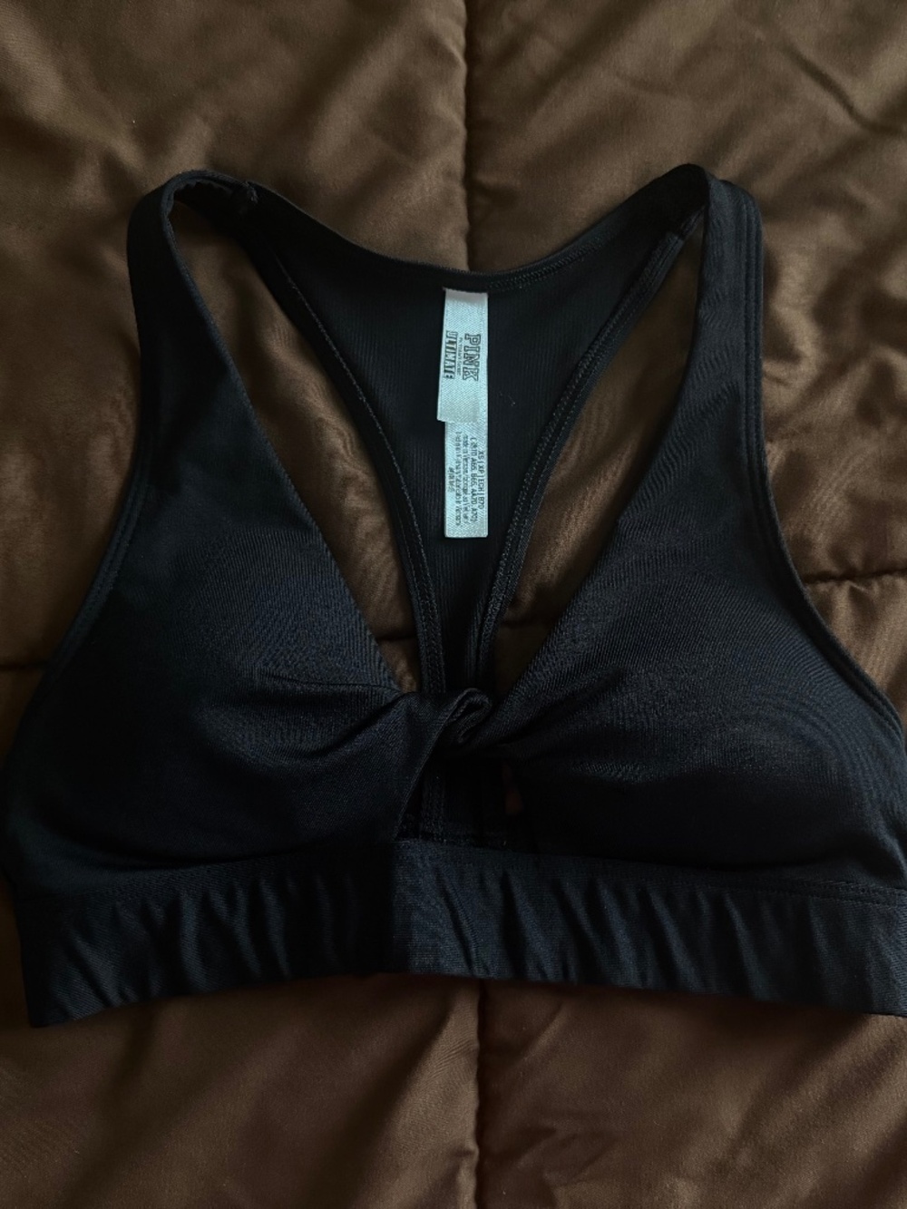 PINK Black Cropped Workout Top